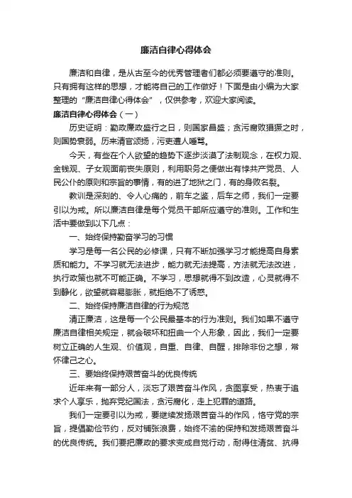 廉洁自律心得体会