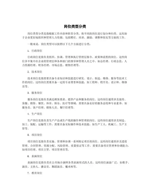 岗位类型分类