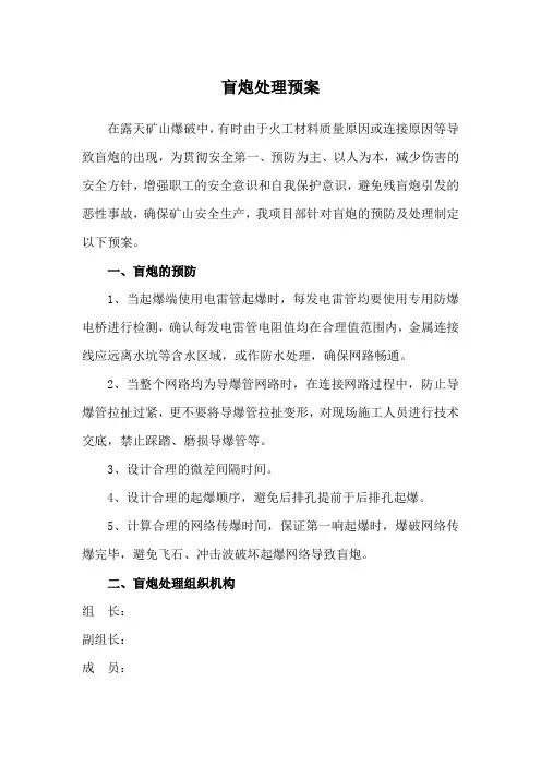 露天矿山盲炮处理预案