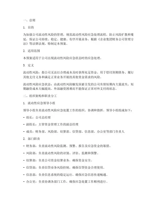 细化流动性风险应急预案