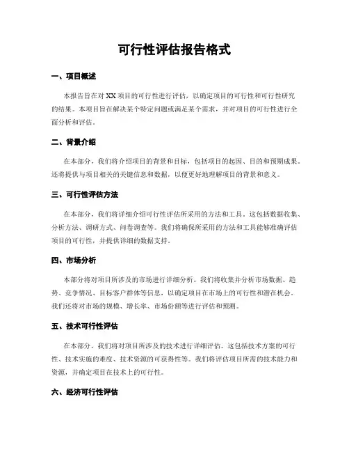 可行性评估报告格式