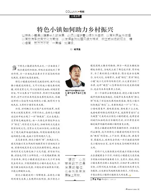 特色小镇如何助力乡村振兴