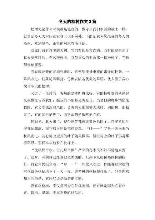 冬天的松树作文3篇