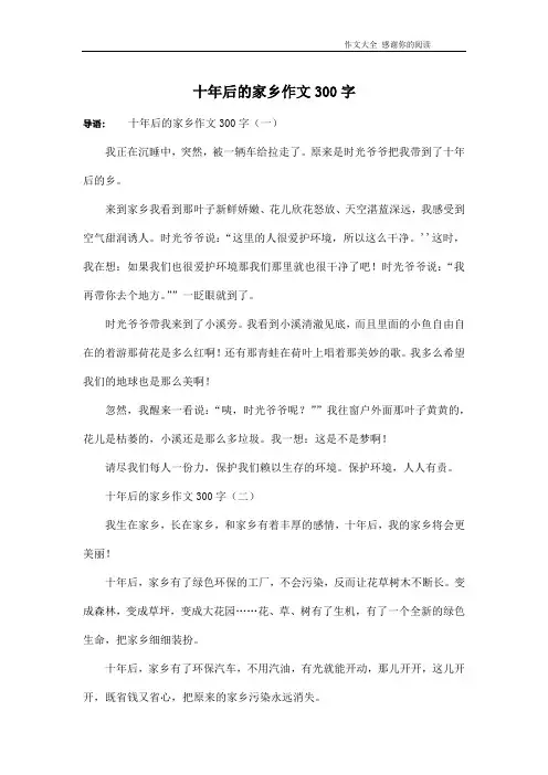 十年后的家乡作文300字