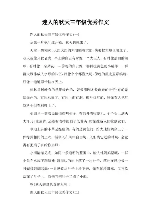 迷人的秋天三年级优秀作文