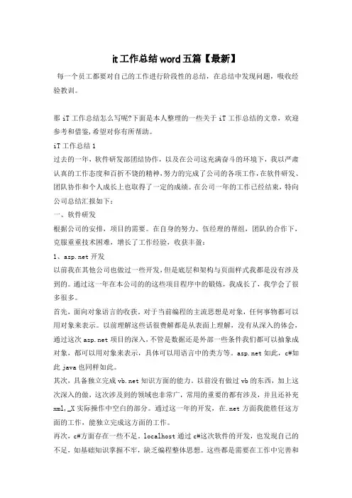 it工作总结word五篇【最新】