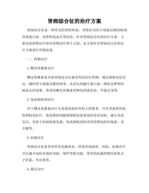肾病综合征的治疗方案