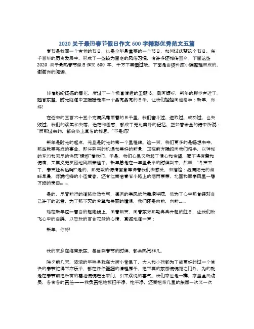 2020关于最热春节假日作文600字精彩优秀范文五篇