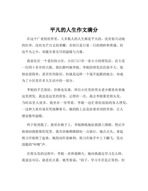 平凡的人生作文满分