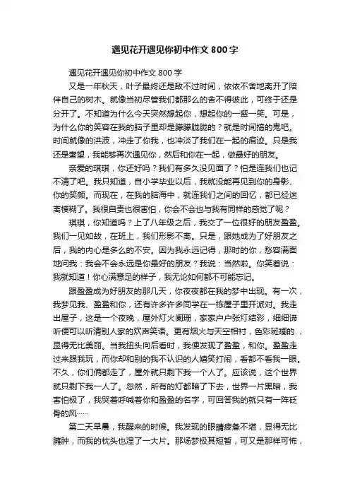 遇见花开遇见你初中作文800字