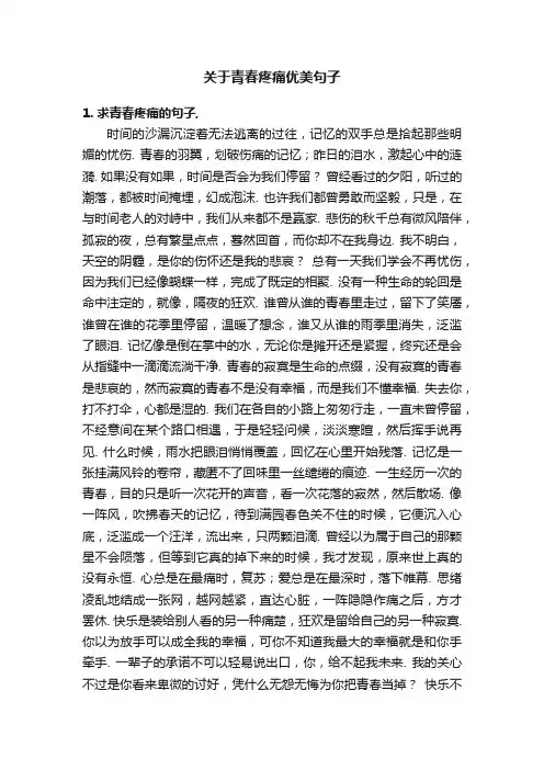关于青春疼痛优美句子