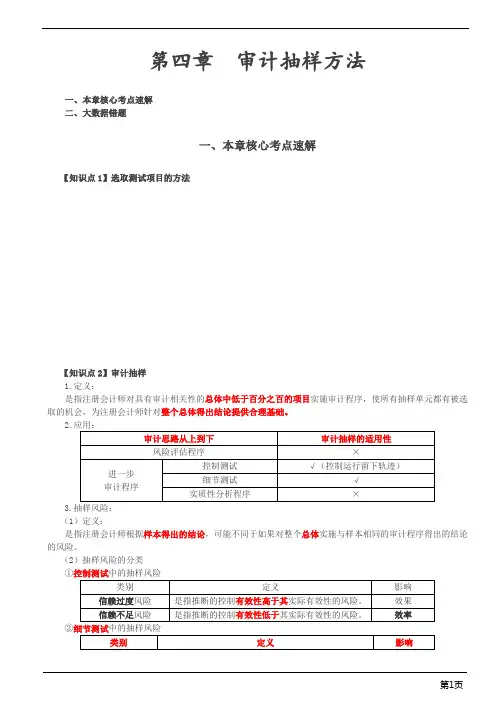 注册会计师-《审计》大数据易错题-第四章 审计抽样方法(6页)
