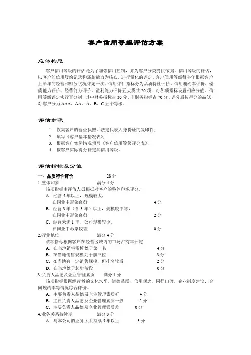 (完整版)客户信用等级评估方案