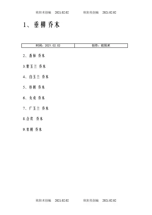 104种苗木名称以及图片表之欧阳术创编
