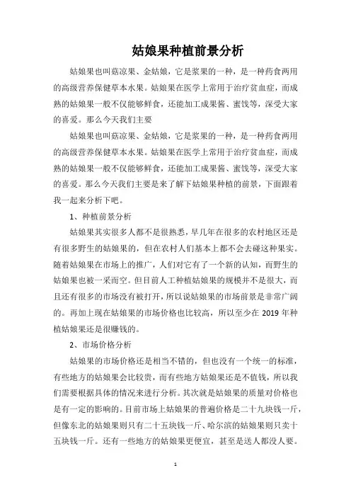 姑娘果种植前景分析