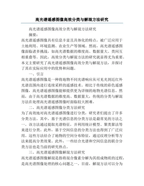 高光谱遥感图像高效分类与解混方法研究