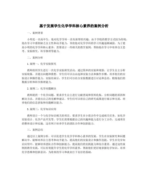 基于发展学生化学学科核心素养的案例分析