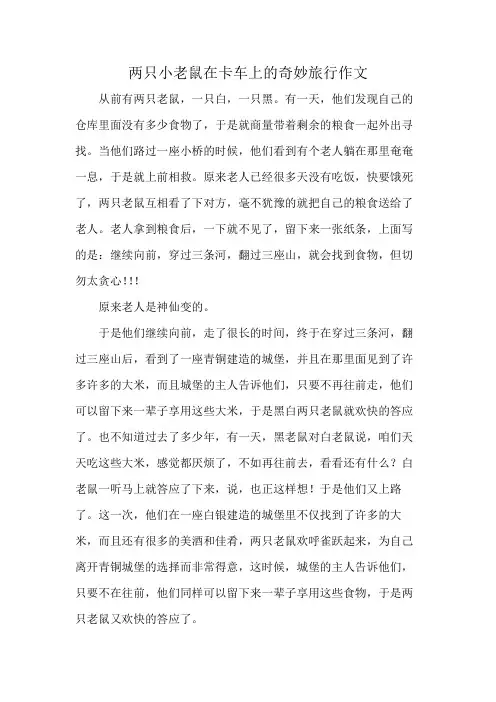 两只小老鼠在卡车上的奇妙旅行作文