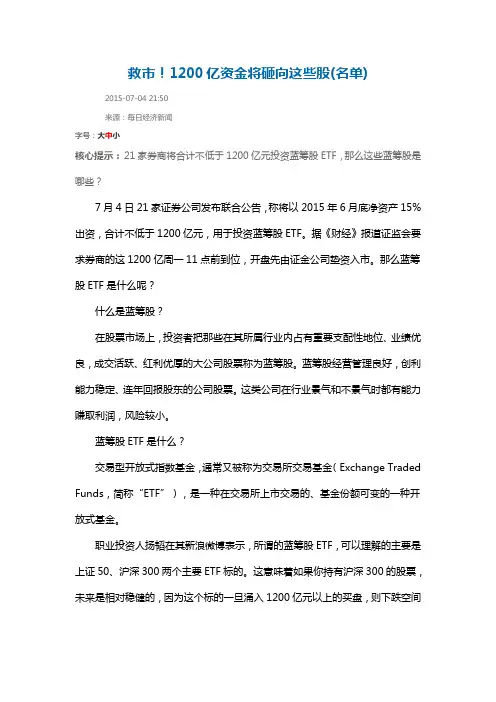 2015年救市名单