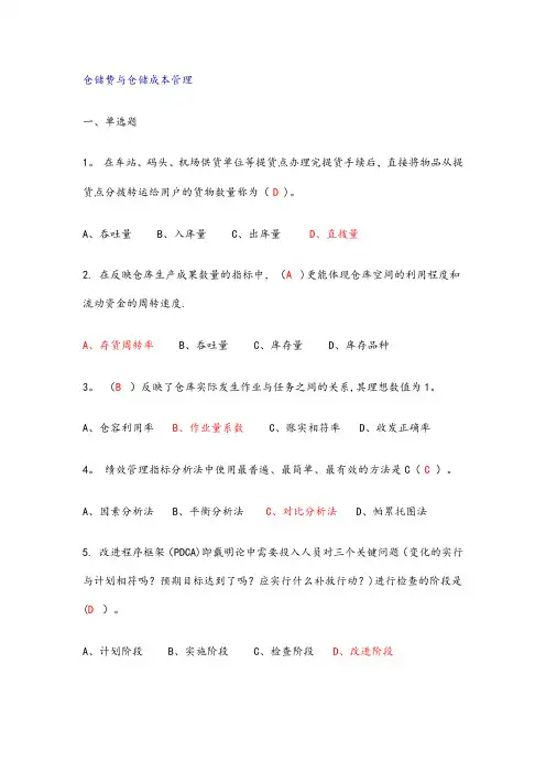 仓储费与仓储成本管理