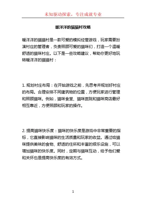 暖洋洋的猫猫村攻略
