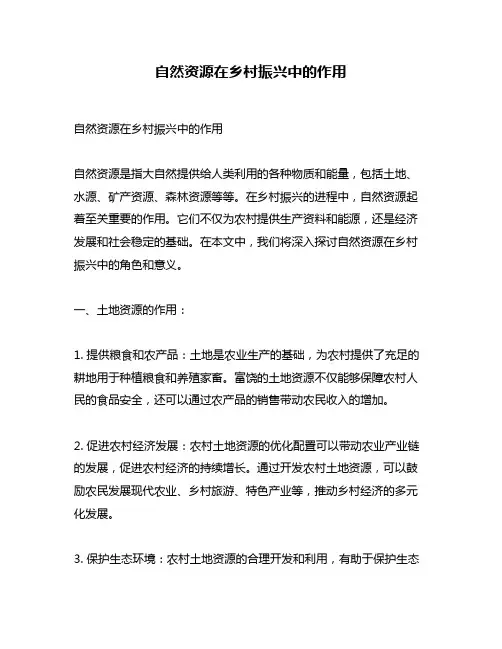 自然资源在乡村振兴中的作用