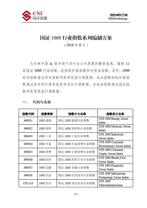 深证成份指数编制方案-CNINDEX