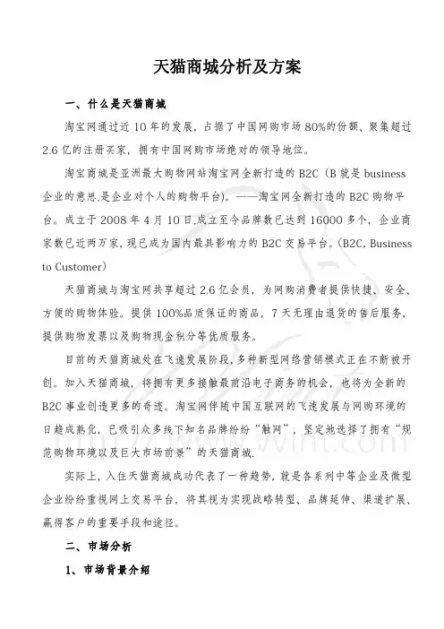 天猫运营方案计划书(团队)