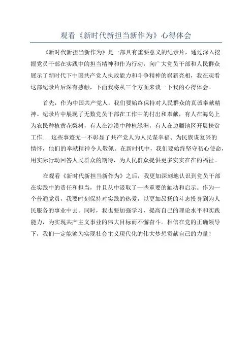 观看《新时代新担当新作为》心得体会