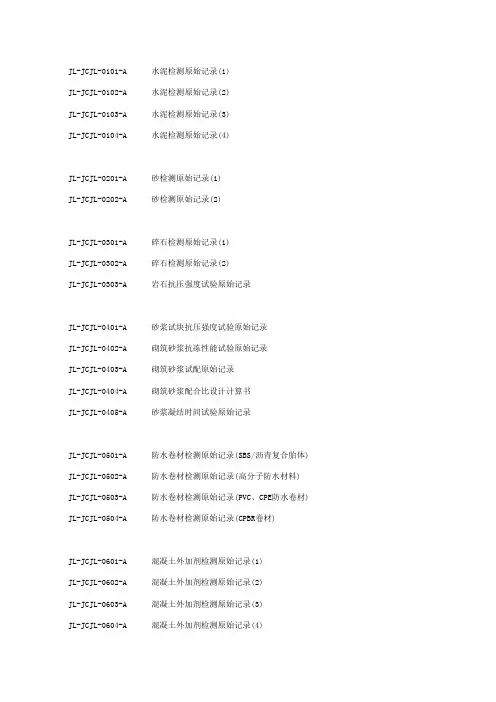 原始记录清单