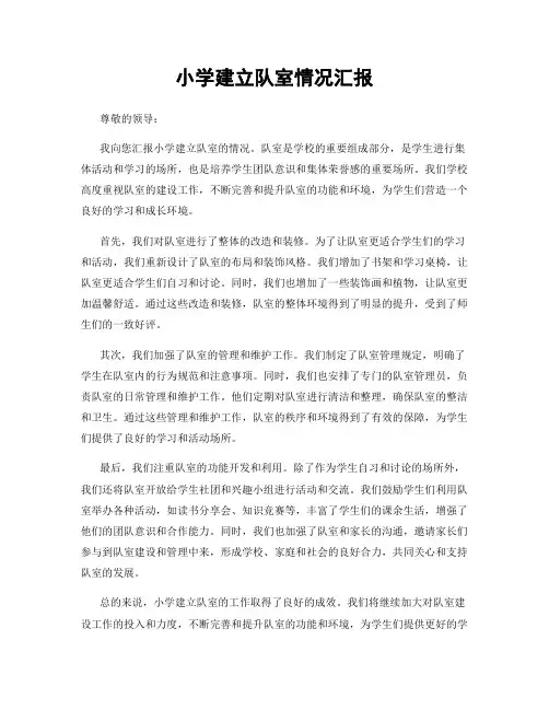小学建立队室情况汇报