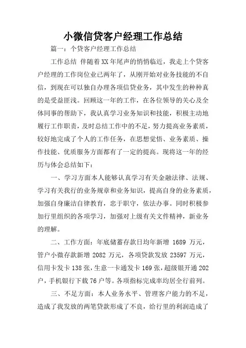 小微信贷客户经理工作总结