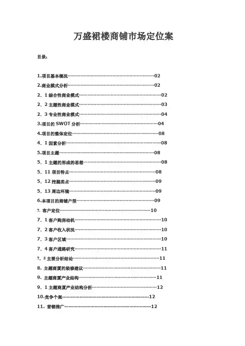 万盛裙楼商铺市场定位案