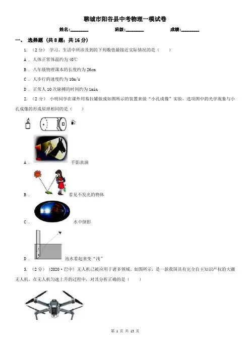 聊城市阳谷县中考物理一模试卷  