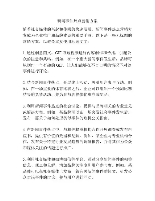 新闻事件热点营销方案