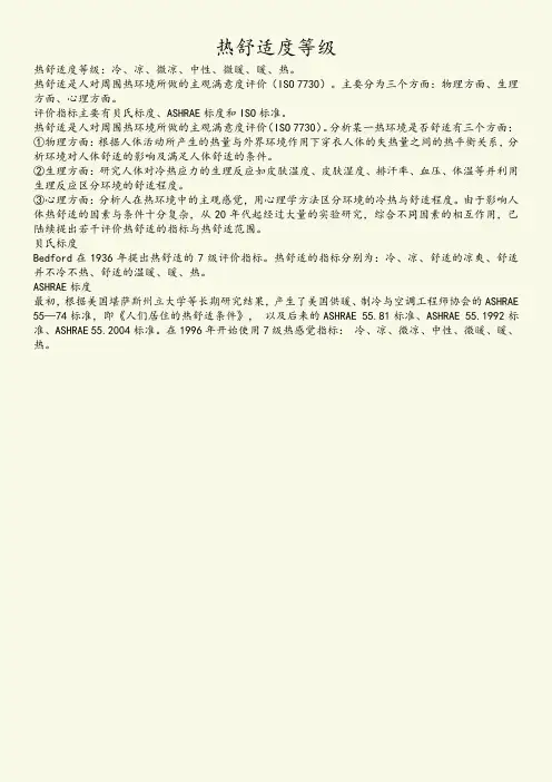 热舒适度等级