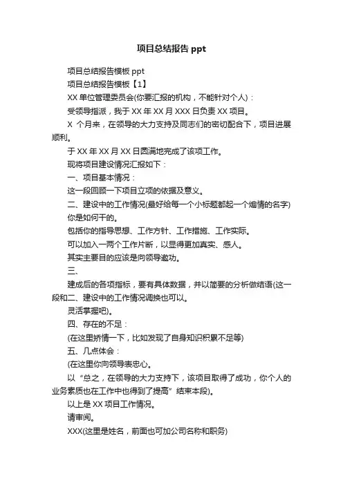 项目总结报告ppt