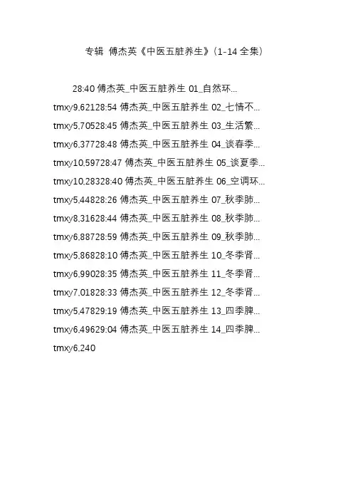 专辑 傅杰英《中医五脏养生》(1-14全集)