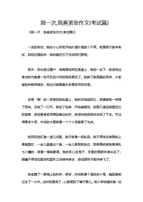 那一次,我真紧张作文(考试篇)