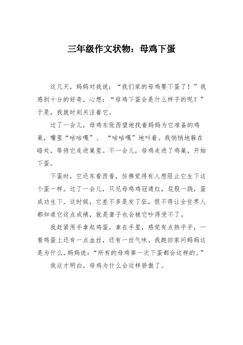 三年级作文状物：母鸡下蛋_0