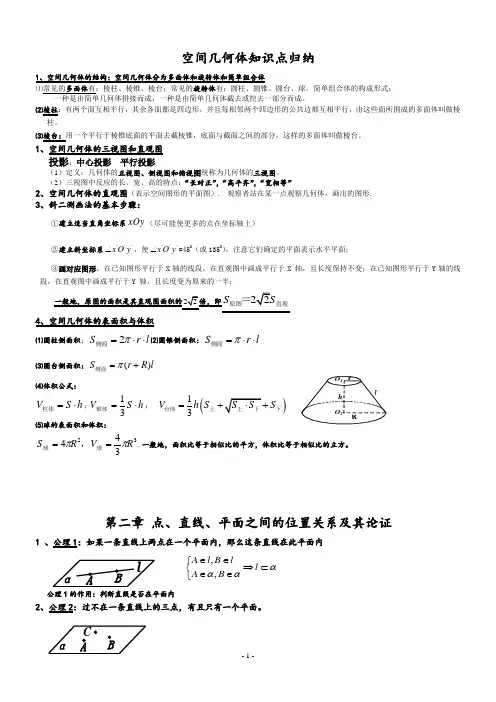 空间立体几何知识点归纳