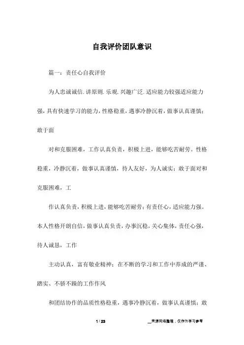 自我评价团队意识