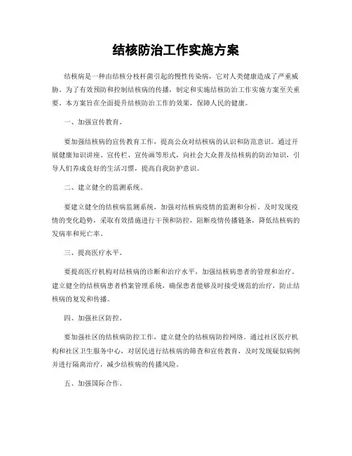 结核防治工作实施方案