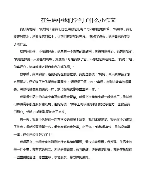 在生活中我们学到了什么小作文