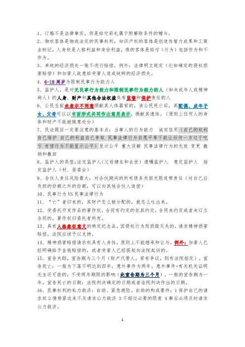 司考-民法易错知识点