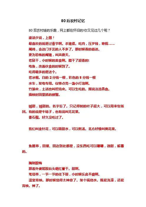 80后农村记忆
