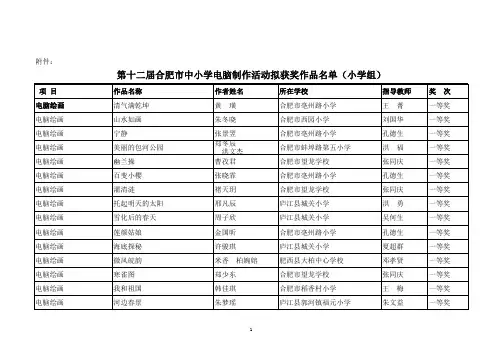 第十二届合肥市中小学电脑制作获奖作品公示