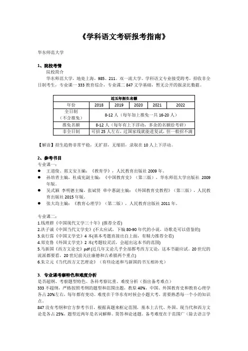华东师范大学学科语文考研报考指南