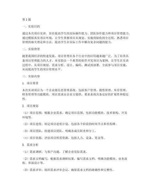 项目实训实验报告(3篇)