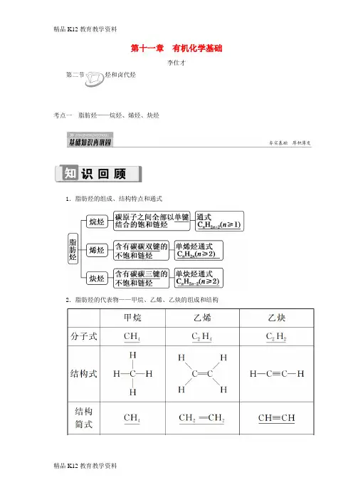 【配套K12】[学习]2019高考化学 第11章(有机化学基础)第2节 烃和卤代烃 考点(1)脂肪烃